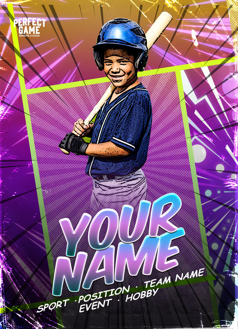 Baseball custom card template — Retrowave